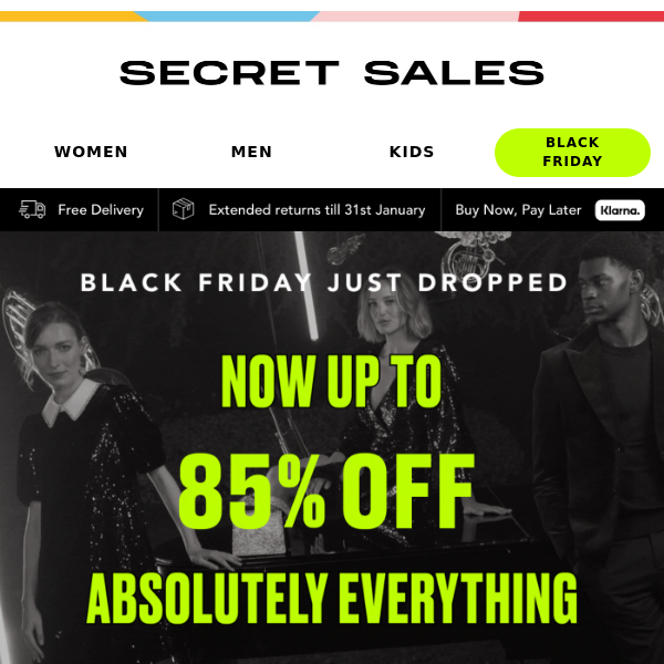 Black Friday alert! Now up to 85% off EVERYTHING - Trainers, tracksuits...