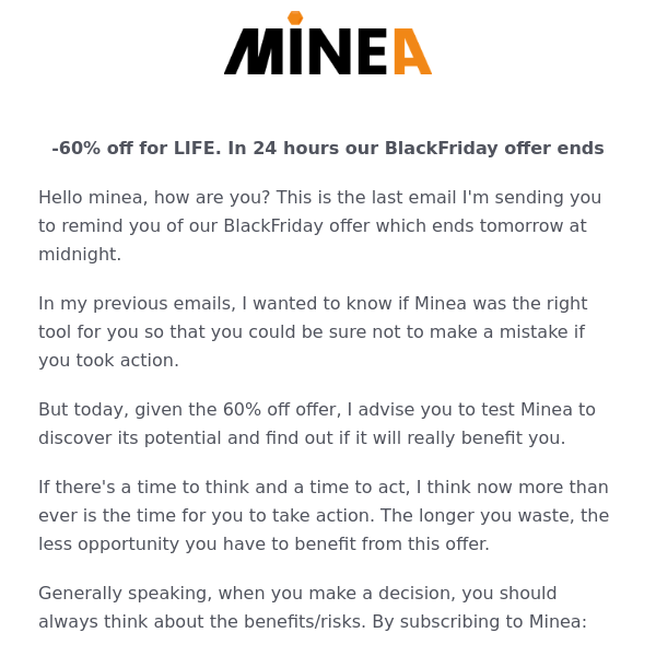 -60% off for LIFE on Minea! Minea, are you really going to miss this? 💸