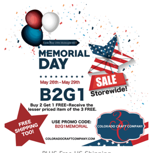 Day 3~B2G1 Memorial Day Sale PLUS Free Shipping