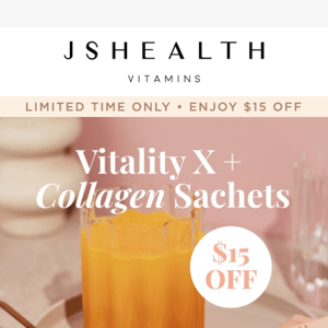$15 OFF: Vitality X + Collagen Sachets