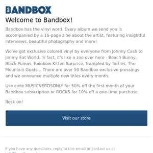 Thanks for creating a Bandbox account!