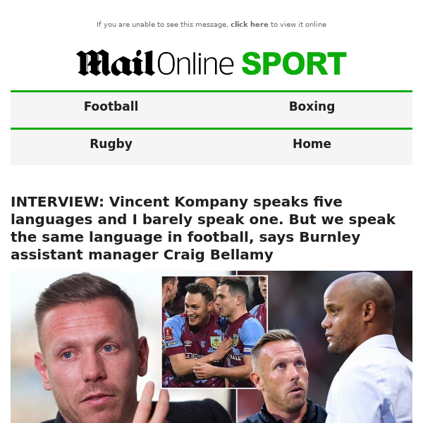 INTERVIEW: Vincent Kompany speaks five languages and I barely speak one. But we speak the same language in football, says Burnley assistant manager Craig Bellamy