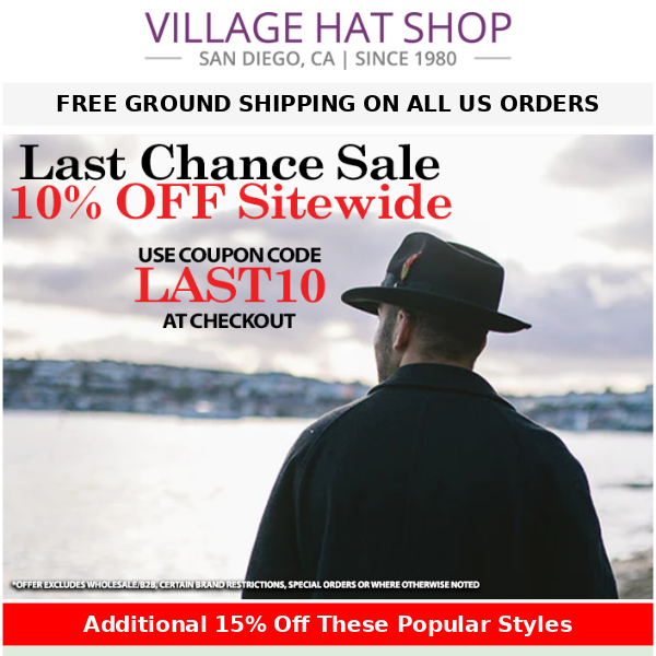 LAST CHANCE -- 10% Off Sitewide | Last Chance Sale | Additional 15% Off Popular Styles Ends Soon