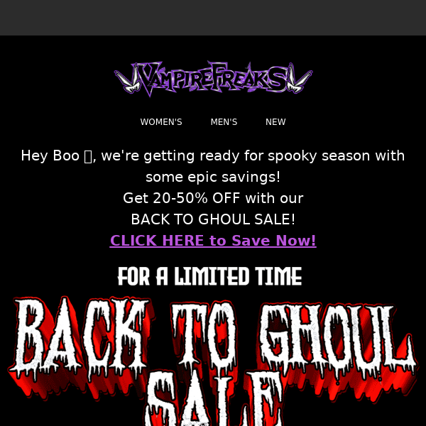 ☠️ Save 20-50% OFF with our Back To Ghoul Sale