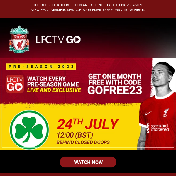 Watch LFC v Greuther Furth LIVE tomorrow on LFCTV GO