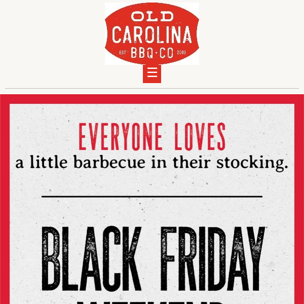 Get 20% off Old Carolina Gift Cards all Weekend Long