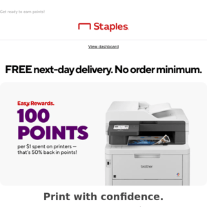 You're getting 100 points for every $1 spent on printers.
