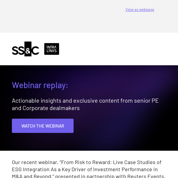 Watch our on-demand Reuters webinar on ESG integration