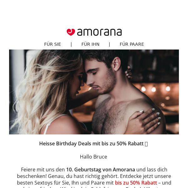 💥 10 Jahre Amorana: 50% Rabatt auf Sextoys und Zubehör 💥