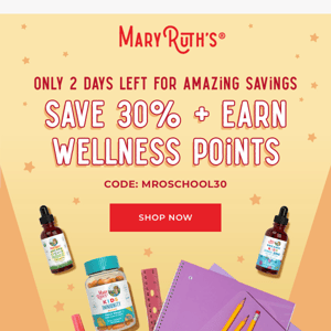 🕑 Only 2 Days Left: 30% Savings Ends Soon Mary Ruth Organics