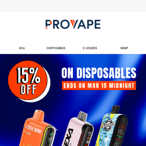 🚀 Final Call - 15% OFF on All Disposables