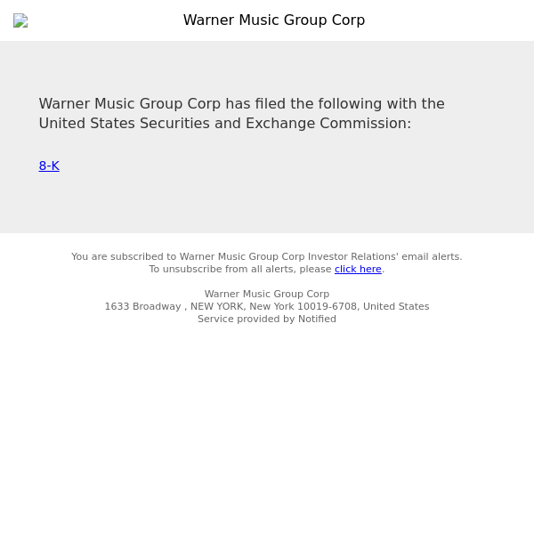 New SEC Document(s) for Warner Music Group Corp