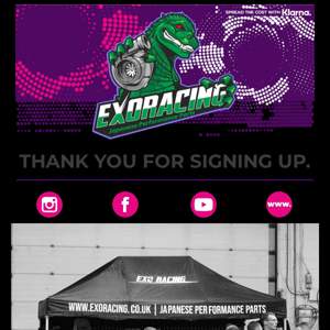 Thank you for signing up from Exoracing.