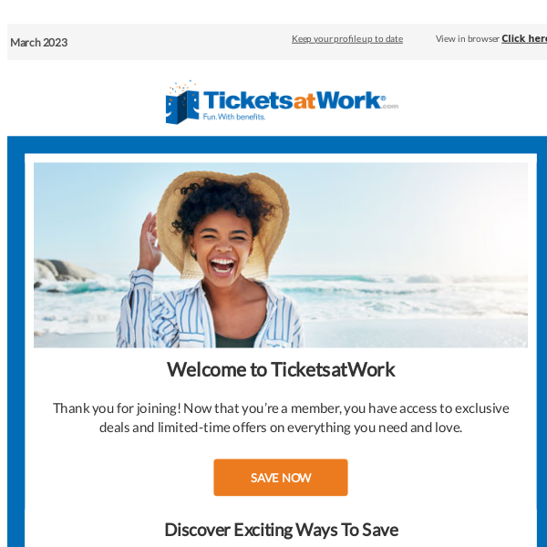 Welcome to TicketsatWork, TicketsatWork!