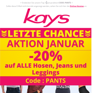 -20% auf Jeans, Shorts etc. ☛ letzte Chance