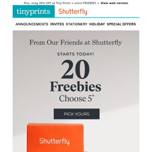 Don’t miss out! Snag 🌟5 FREEBIES🌟 at Shutterfly!