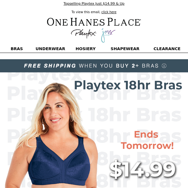 Cyber Sneak Peek: Get Extra 15% Off on Playtex Bras at One Hanes