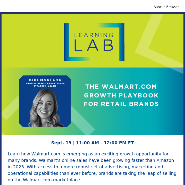Learning Lab Reminder: Brand Growth strategies for Walmart.com
