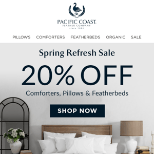 Refresh Your Bedroom For Spring with 20% OFF.