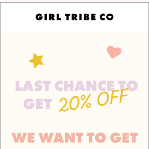 LAST CHANCE TO GET 20% OFF✨