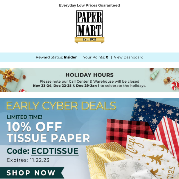 Early Cyber Deal! Extra 15% Off Tissue Paper