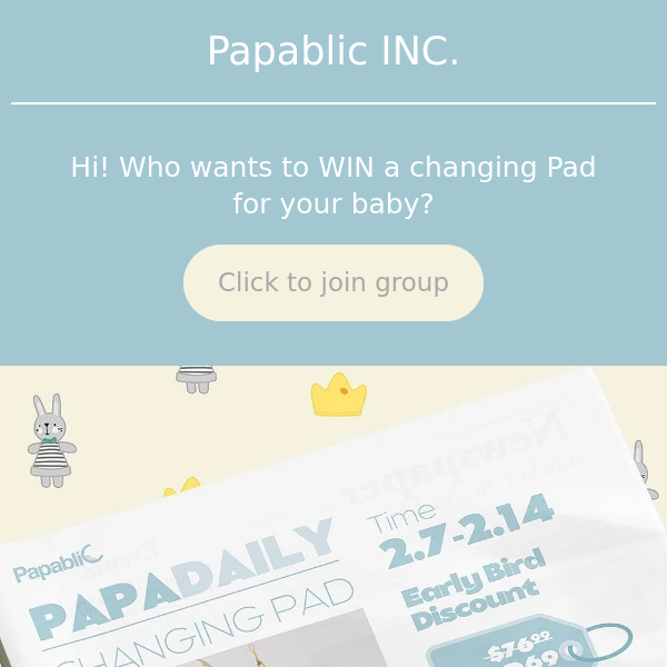 Welcome to Papa Island to win the free changing Pad!