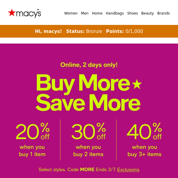 Macy's: 40-50% off clearance + extra 20% off! Shop now & save big