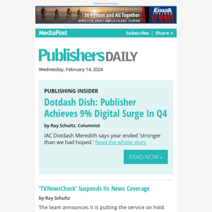 Publishers Daily: Dotdash Dish: Publisher Achieves 9% Digital Surge In Q4