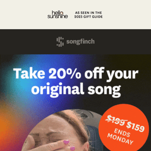 Your song is 20% off this weekend