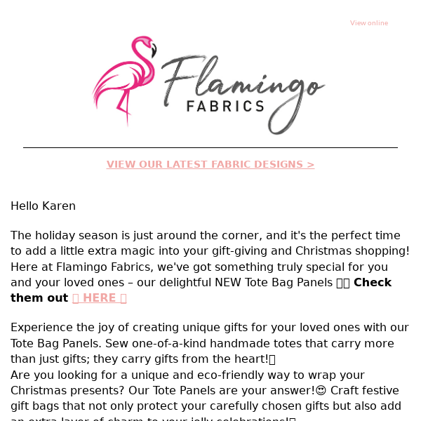 Flamingo Fabrics Adorable NEW Christmas Tote Bag Panels 🎅🎄