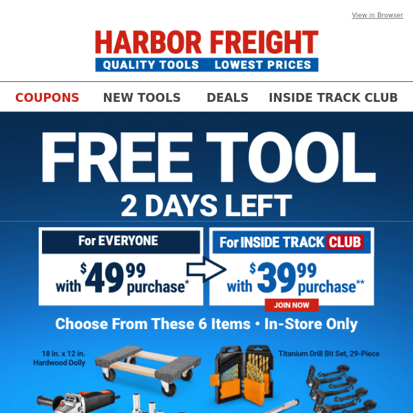 Claim Your FREE TOOL Coupon Now – Ends Sunday, Jan 21.