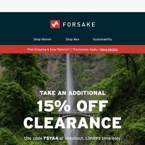 FLASH SALE! Additional 15% Off Clearance