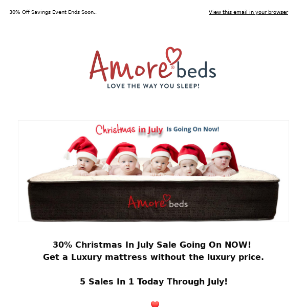 Shop Amore Beds 30% Christmas In July Sale For Better Sleep! 😍