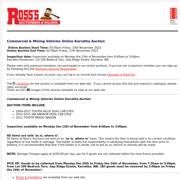 Ross's Auctioneers & Valuers :: Welcome to Ross' Auctions