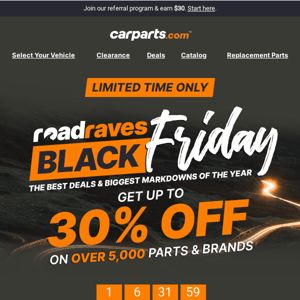 Black Friday Deals: Up to 30% OFF On Over 5,000 Parts & Brands