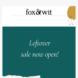 Leftover sale now live!