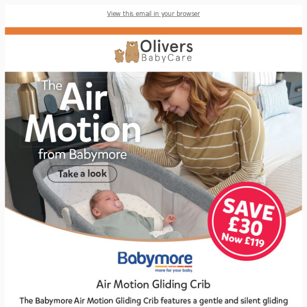 Save £30 on the Babymore Air Motion Gliding Crib
