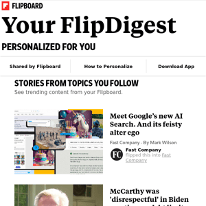 What's new on Flipboard: Stories from Technology, U.S. Politics, Lifestyle and more