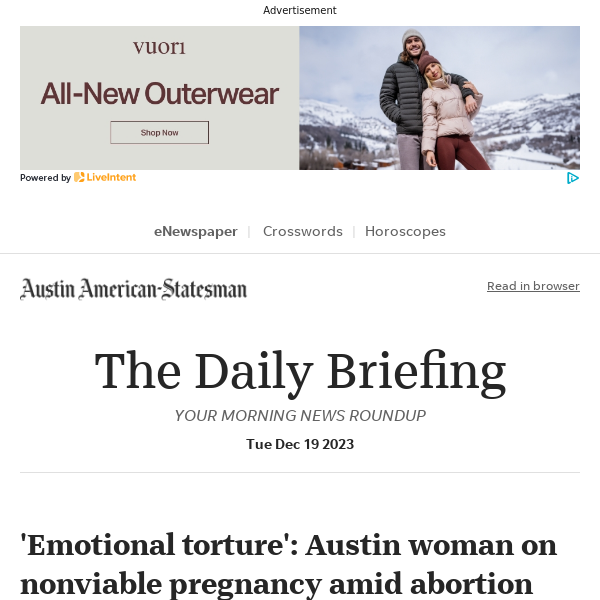 Daily Briefing: 'Emotional torture': Austin woman on nonviable pregnancy amid abortion ban
