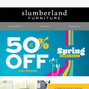 Spring into comfort with up to 50% off at Slumberland!