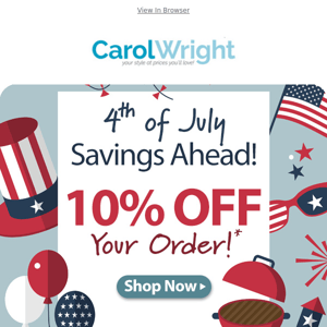 Save 10% SITEWIDE during our 4th of July Sale!