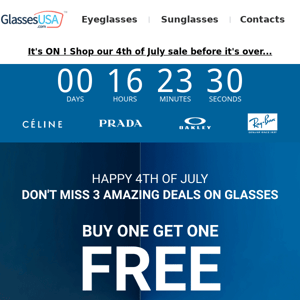 🗽 4TH OF JULY SALE 🗽  Huge deals on great glasses!