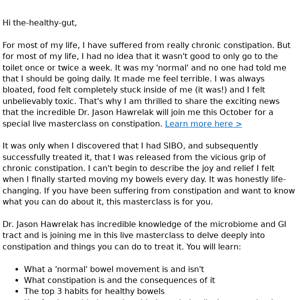 Break Free from Constipation with Dr. Jason Hawrelak's Masterclass 🚀