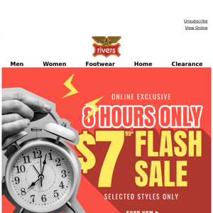 $7.99* Flash Sale For 8 Hours ONLY