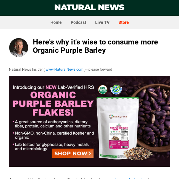 Here's why it's wise to consume more Organic Purple Barley