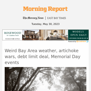 Weird Bay Area weather, artichoke wars, debt limit deal, Memorial Day events