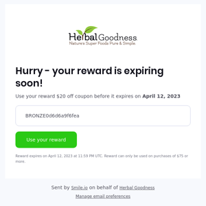 Your reward is expiring soon!