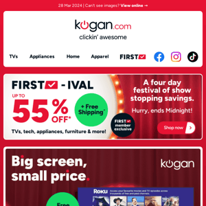 Kogan 65" 4K Smart TV only $569 with Free Shipping - Ends Today!