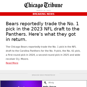 Chicago Bears trade No. 1 pick: reports