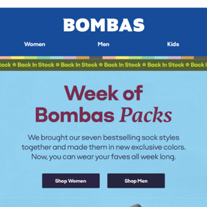 Week of Bombas Packs Are Back